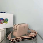 Replica Prada Leather bag with shoulder strap 1BH082 Pink